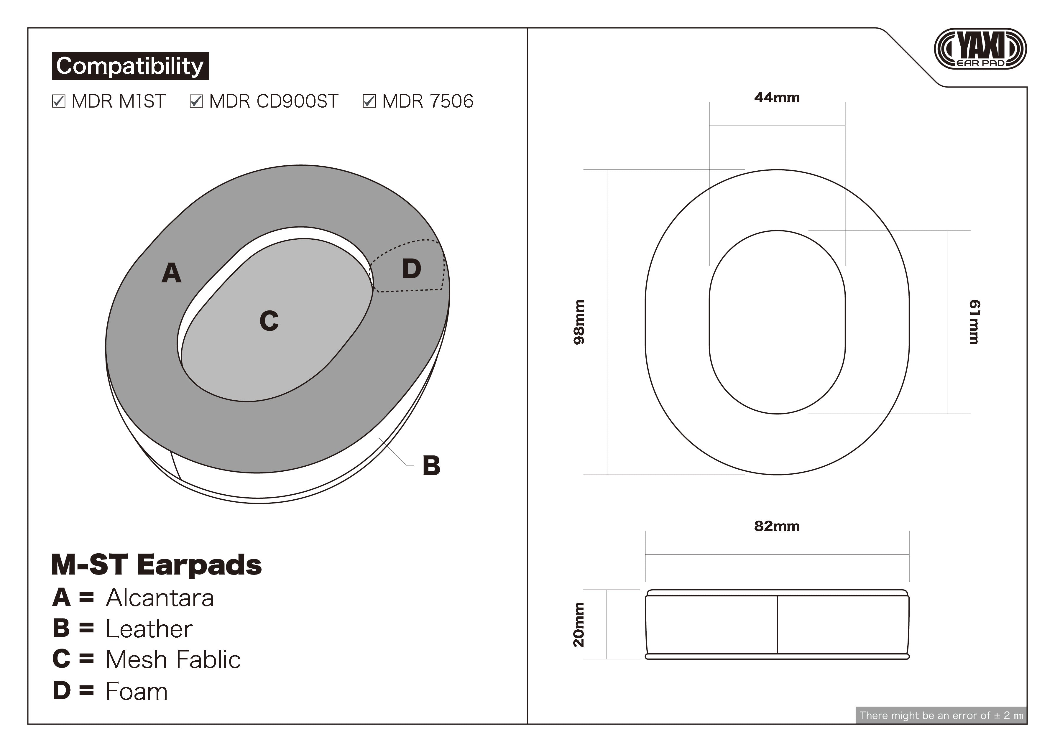 YAXI PRO M-ST Earpads (for SONY MDR-M1ST)