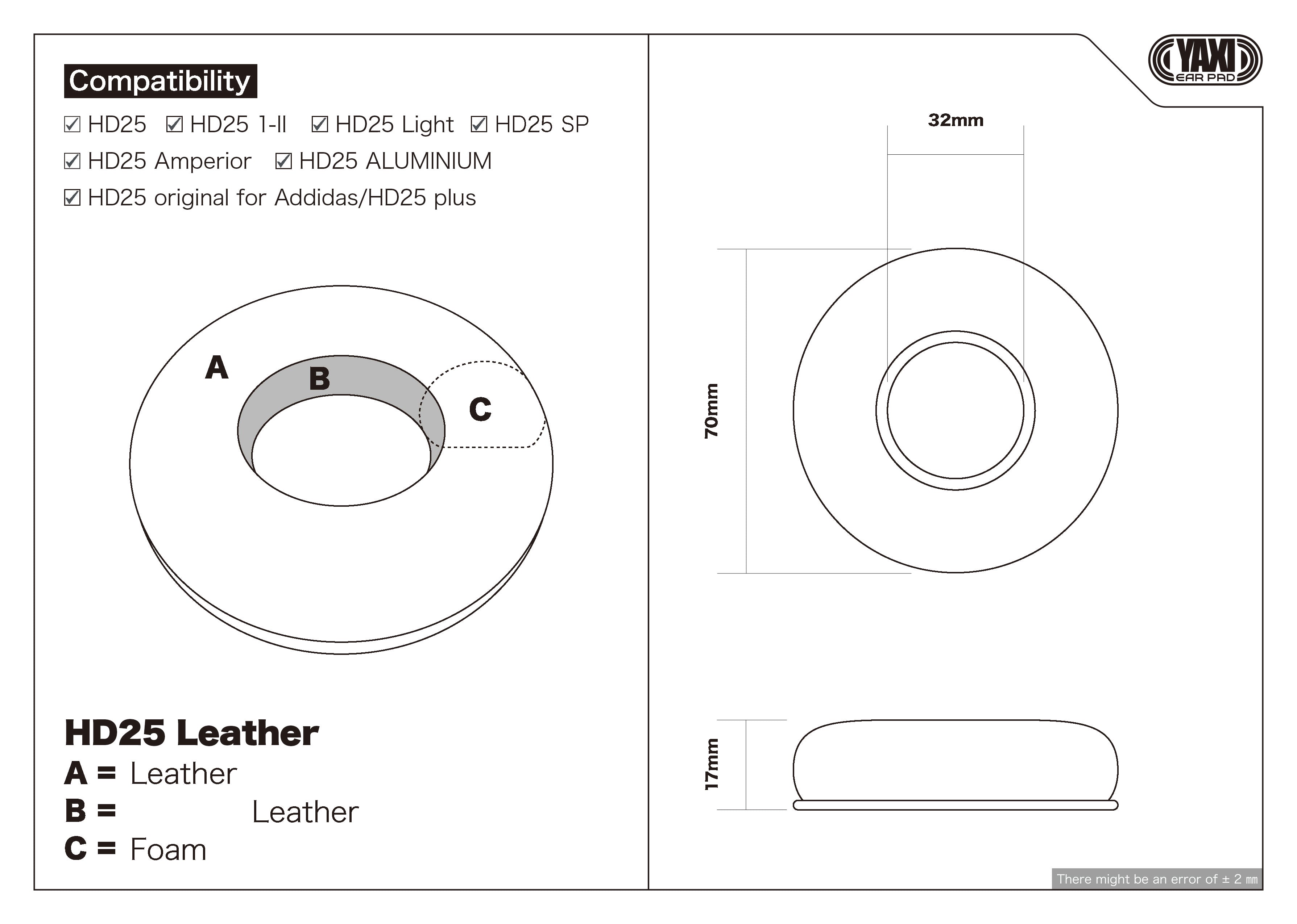 YAXI HD25 Leather Earpads + Head Cushions