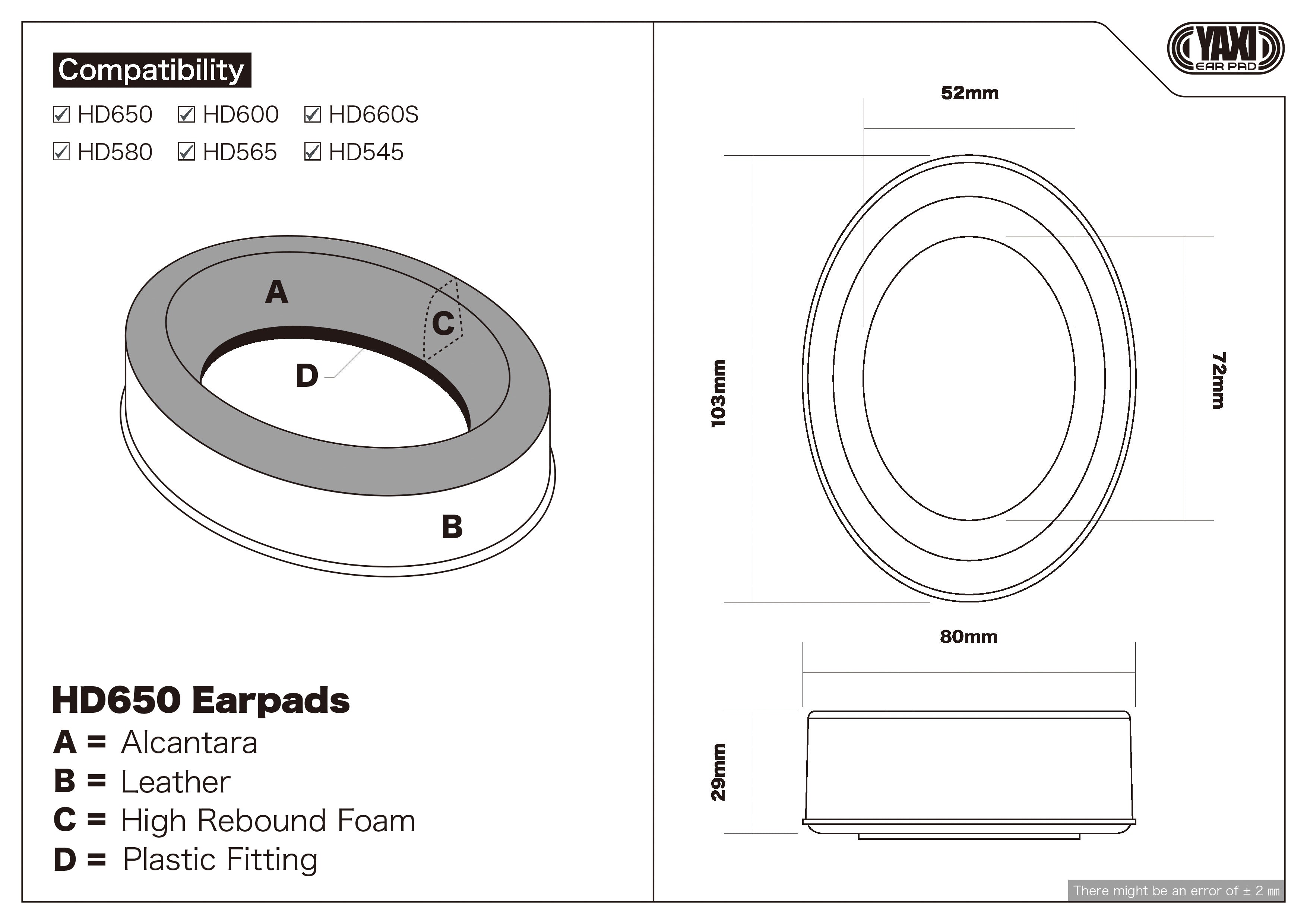 YAXI HD650 Earpads